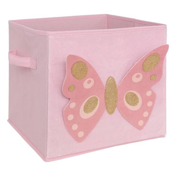 Barnförvaringslåda fjäril "Joey" rosa 29x29cm