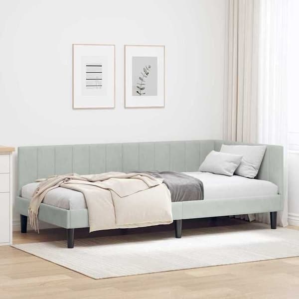 vidaXL Hörnsängram Ljusgrå 100 cm x 200 cm Sammet 42016358