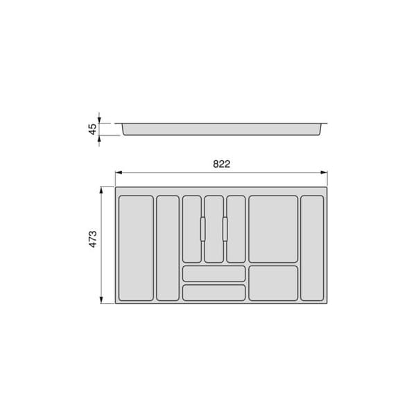 Emuca Bestickbricka Optima Vertex/Concept 500mm (16mm panel), 900, Vit plast, Plast.