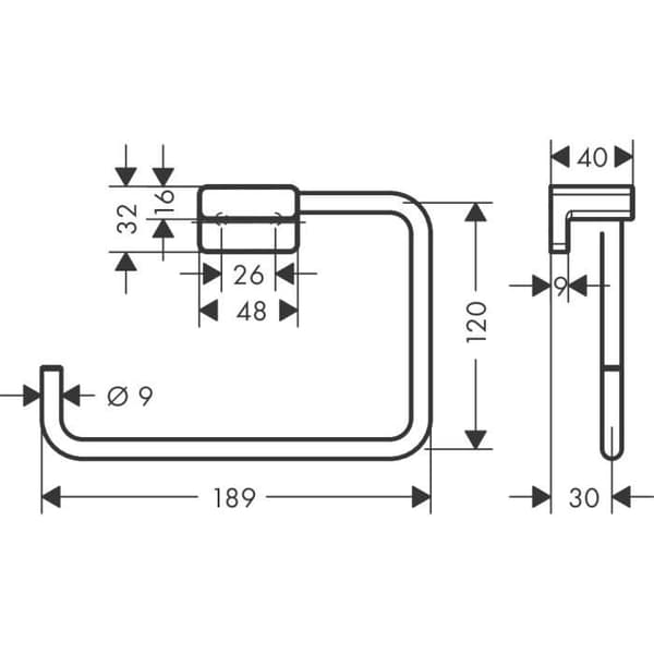 Handdukshängare ring - HANSGROHE - ADDSTORIS - Matt svart - Dold väggmontering - Metall
