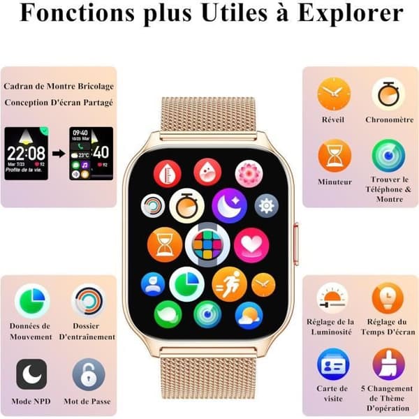 Smartwatch - Popglory - P95 - Bluetooth Samtal - Pulsövervakare - IPx8