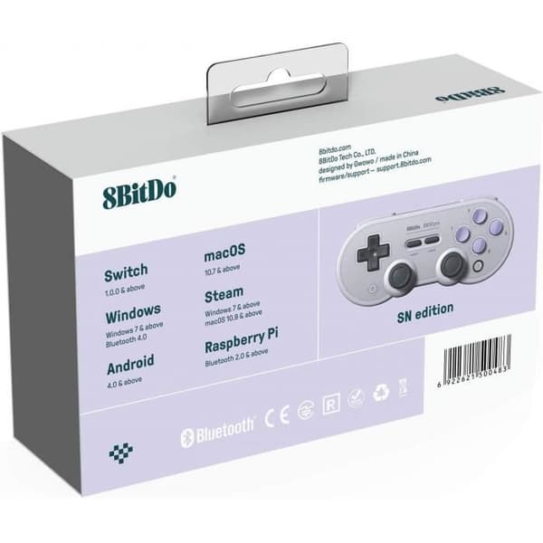 Grått Manette Gamepad bluetooth 8Bitdo SN30 Pro för Switch