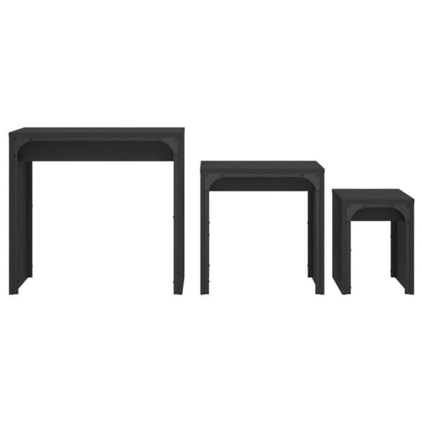 vidaXL Häckande soffbord 3 st Black Engineered Wood 837822
