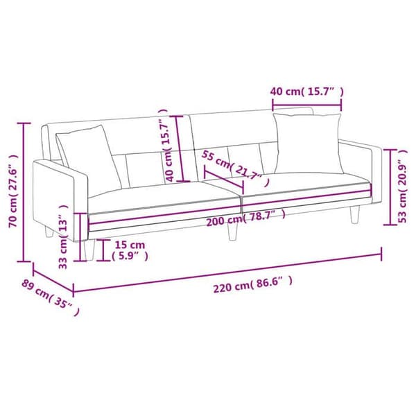 vidaXL Sängsoffa med kuddar i krämfärgad tyg 351878