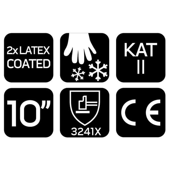Isolerande arbetsvantar, latexbelagd polyester (2 lager), 3241X, storlek 10