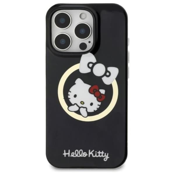 Mobilskal - HELLO KITTY - iPhone 16 Pro - Svart - MagSafe - IML Rolig Båge