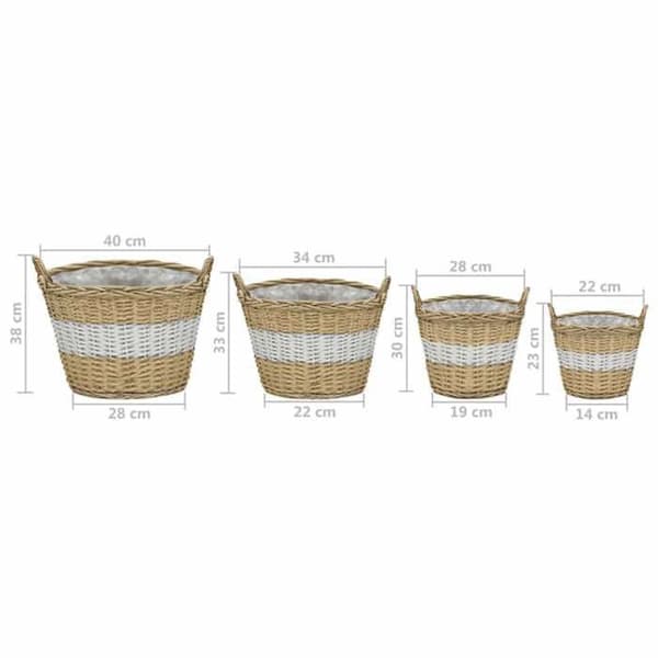 vidaXL Upphöjda sängar 4 st Wicker med PE Foder