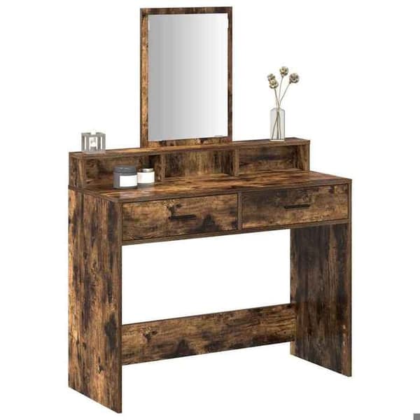 Coiffeuse Vidaxl Coiffeuse Rökt ek 100 x 41 x 140 cm Ingenjörsträ
