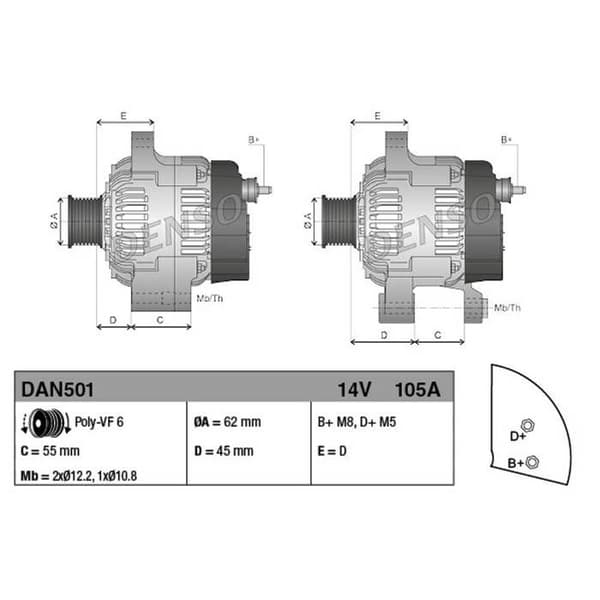 NY ALTERNATOR OE DENSO DAN501
