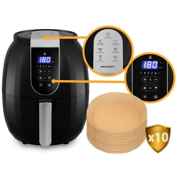 Fritös utan olja - BERDSEN - BD-651 - Pekskärm - Automatiska program - Rostfritt stål