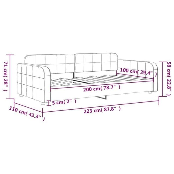 vidaXL Sängsoffa rosa 100x200 cm sammet 354068