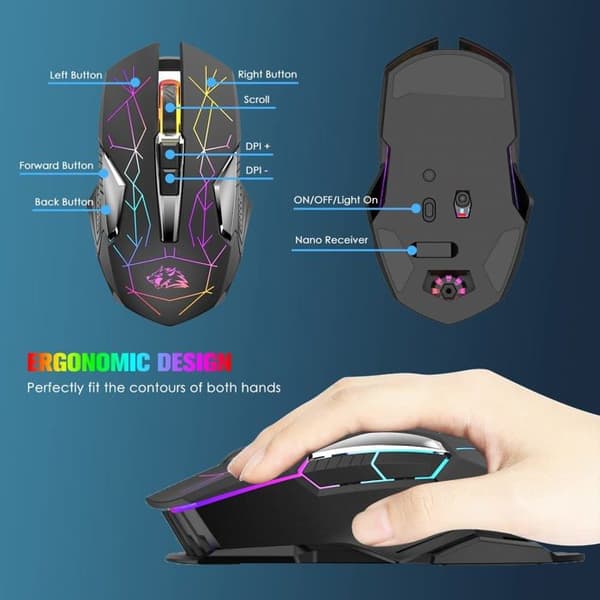 Trådlös mus - MAGIC-REFINER - Magic-refiner - 7 knappar - 2400 DPI - RGB uppladdningsbar