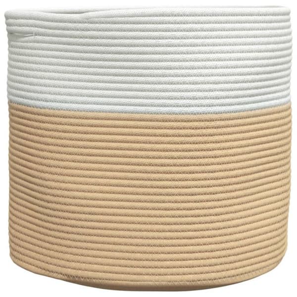 Lagringskorg beige och vit Ø40x35 cm bomull
