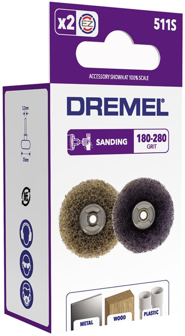 DREMEL slipkuddar - Set om 2 - Ø 25mm - Korn 180/280
