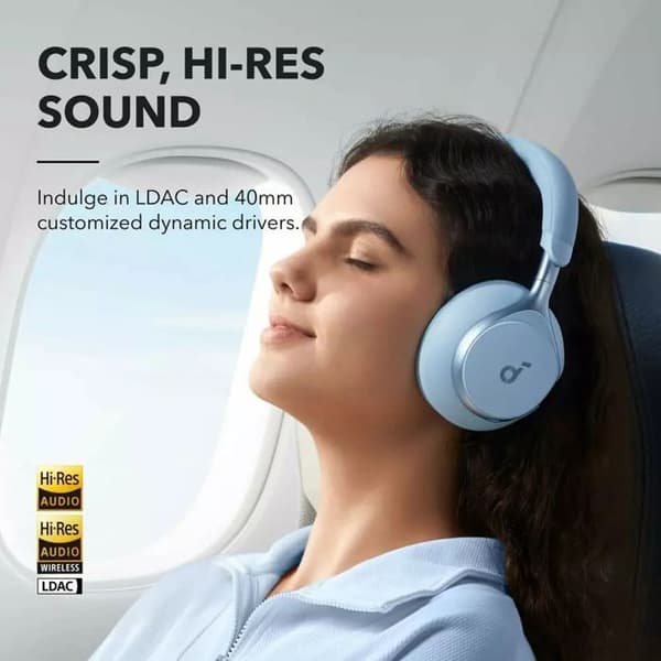soundcore av Anker Space One trådlösa hörlurar Adaptive Active Noise Cancelling Blue