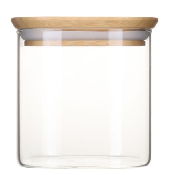 Matlåda - PEBBLY - 800 ml - Borosilikatglas - Hermetiskt bambulock - Transparent