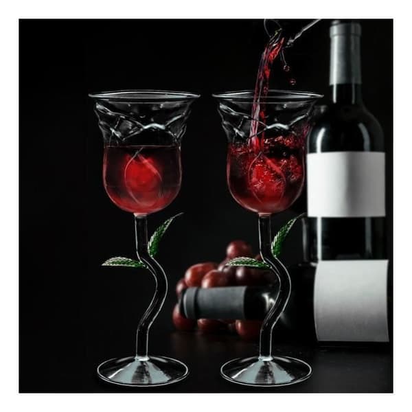 Rosé vinglas - Rosdesign - Set med 2 - Rosamönster - Transparent glas - 200 ml
