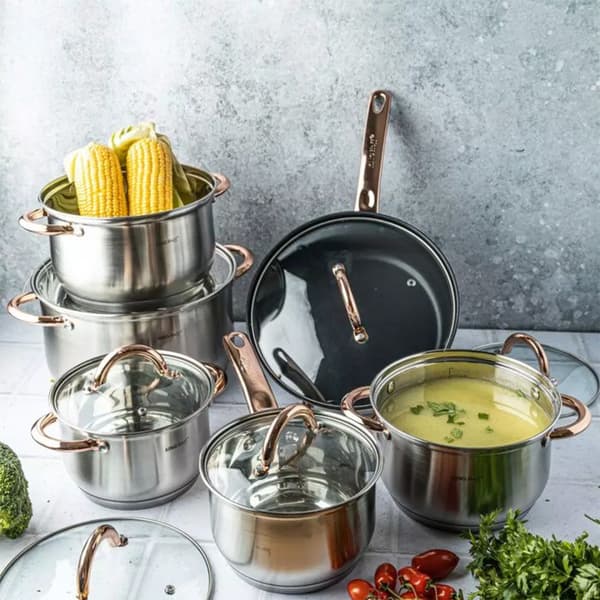 Spel av grytor - KINGHOFF - KH-1765 - Rostfritt stål - Non-stick beläggning - 12 element
