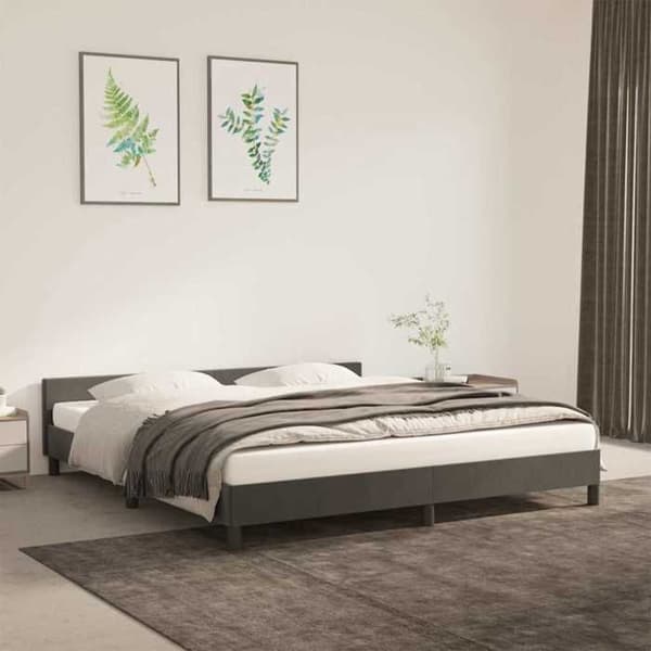 vidaXL Sängram utan madrass mörkgrå 180x200 cm sammet 347586