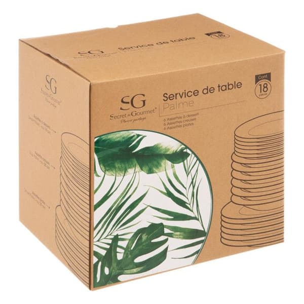 Servis 18 Delar "Palme" 26cm Grön