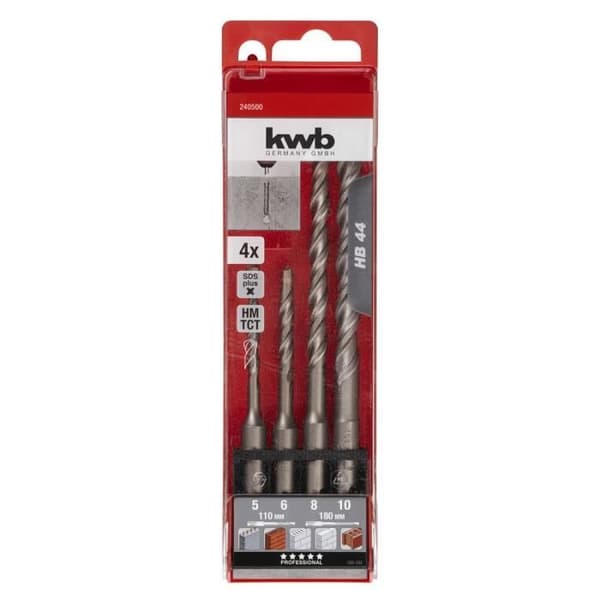 Hammarbits - KWB - Set om 4 - Volframkarbid - Diameter 5-10mm - Längd 110+180mm HB44