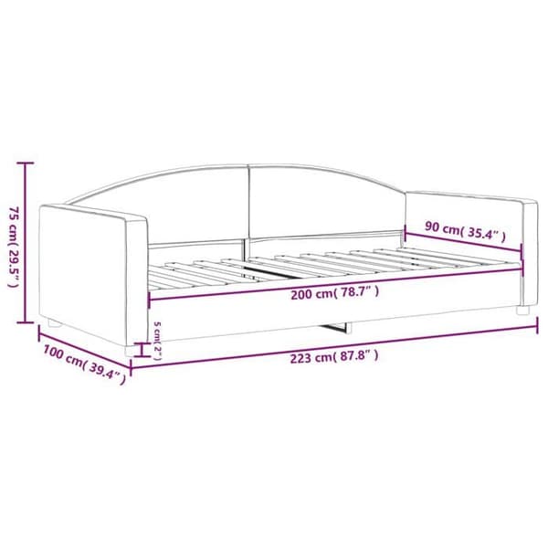 vidaXL Daybed Svart 90x200 cm Tyg 354113