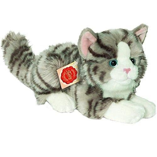 Hermann Teddy Collection mjukis - Liggande katt - 20 cm - Grå