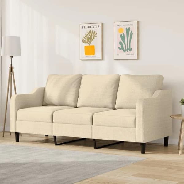 vidaXL Soffa 3-sits Creme 180 cm Tyg 359369