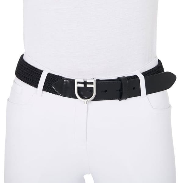 Elastisk bälte med läderlogobuckle för kvinnor Equestro