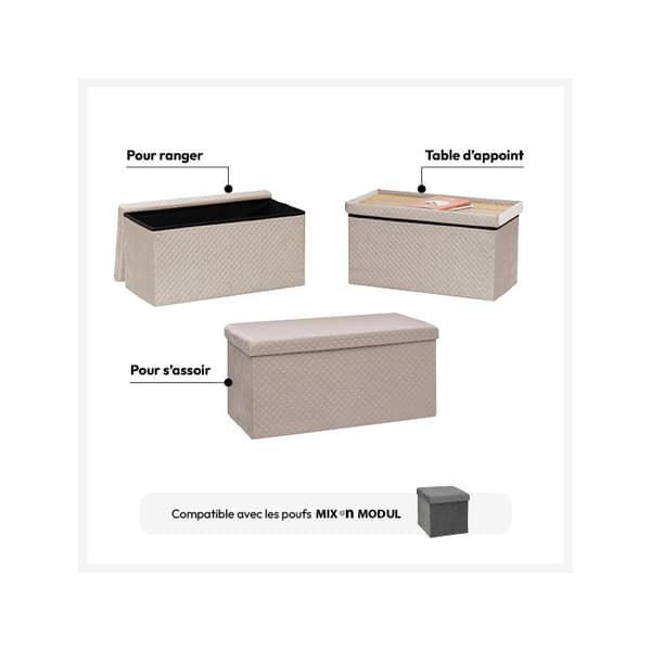 5five - dubbelvikbar pouf "mix n' modul" velourlin
