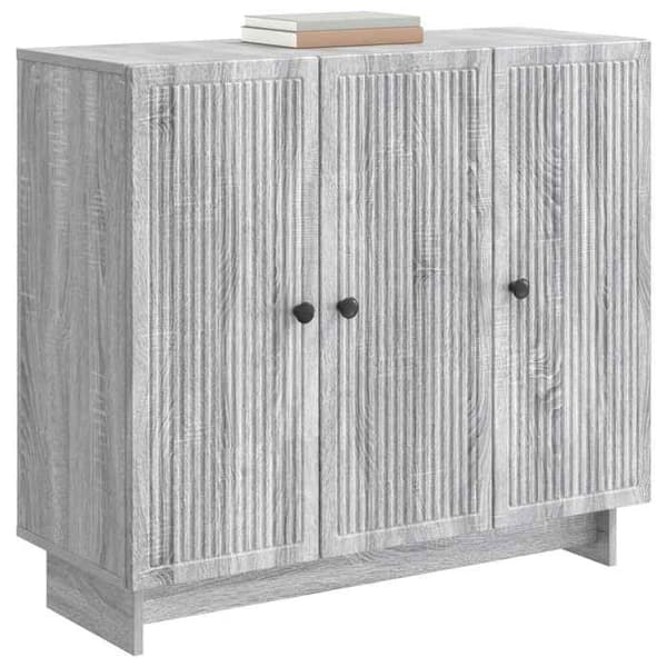vidaXL Buffé Sonoma grå 89 x 34,5 x 80 cm Ingenjörsträ 893961