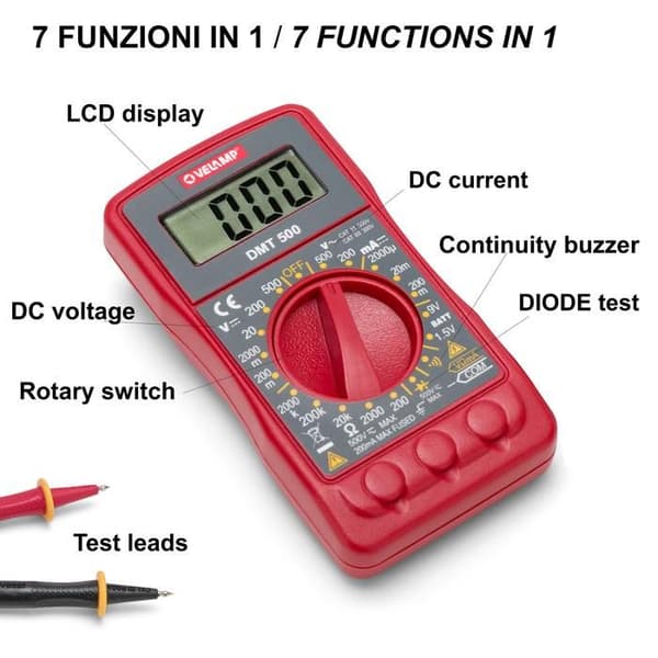 Prise - Mini digital tester 6 i 1 med sonder