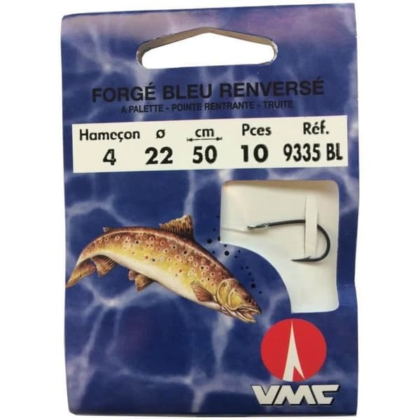 WATER QUEEN FORGE BLÅ REVERSE TROUT HOOK MED BLAD - PAKET MED 10