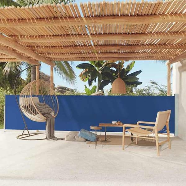 vidaXL Infällbar Sida Uteplats Markis 117x600 cm Blå