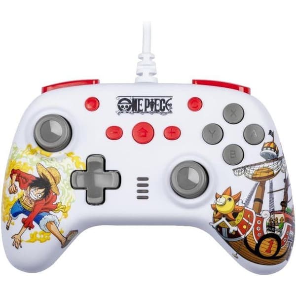Spelkontroll - Nintendo Switch, Switch 2 och PC - One Piece - Trådad - Vit - Vibrationsfunktion - 3 m kabel - Luffy - Konix