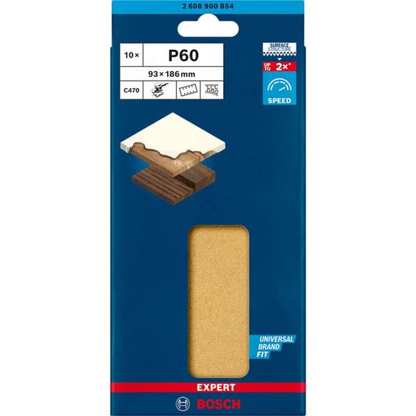 Abrasive Sheet Rectangle Expert C470 D 93x186mm G60 - BOSCH - 2608900854