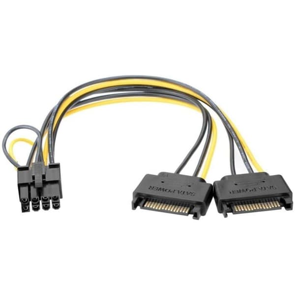 Strömadapter - J&D - JD Tech - 2x SATA→8-pin PCIe - 20 cm - 120 W