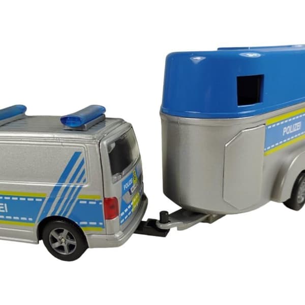 Leksak - Barn Glob - VW Transporter Polis - Hästsläp - Die Cast - 28 cm