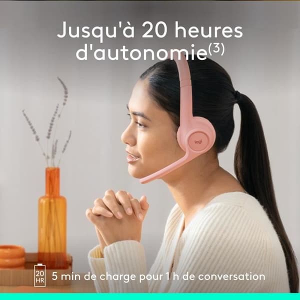 Hörlurar - Trådlösa - Logitech - Zone 300 - Bluetooth - Störningsskydd - Rosa