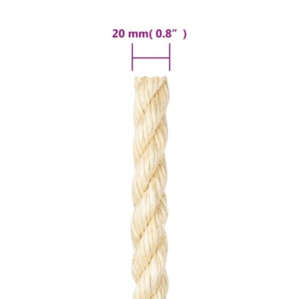 vidaXL 100% Sisal Rep 20 mm 25 m 155037