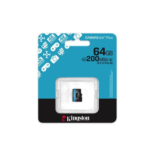 Kingston Technology MicroSD 64GB U3 V30 A2 200MB/s Canvas Go Plus