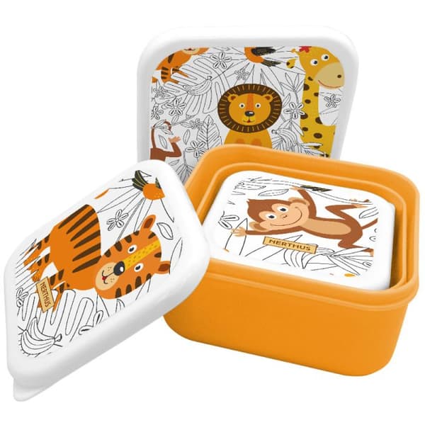 Lunch låda - NERTHUS - Lejon - Gul/Vit - Rektangulär - Barn