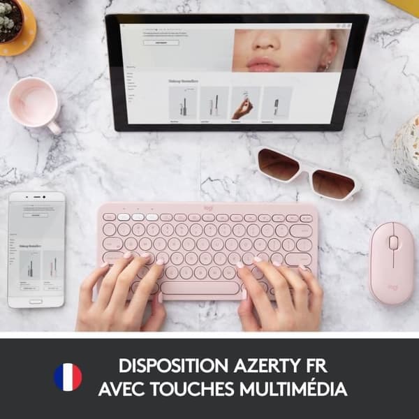 Tangentbord - Trådlöst - Logitech - K380 - AZERTY - Rosa