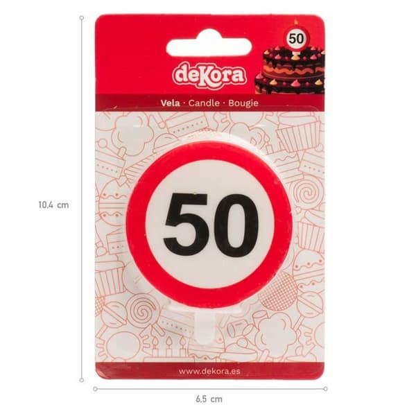 Födelsedagsljus - Dekora - Nummer 50 - Förbudsskylt - Röd