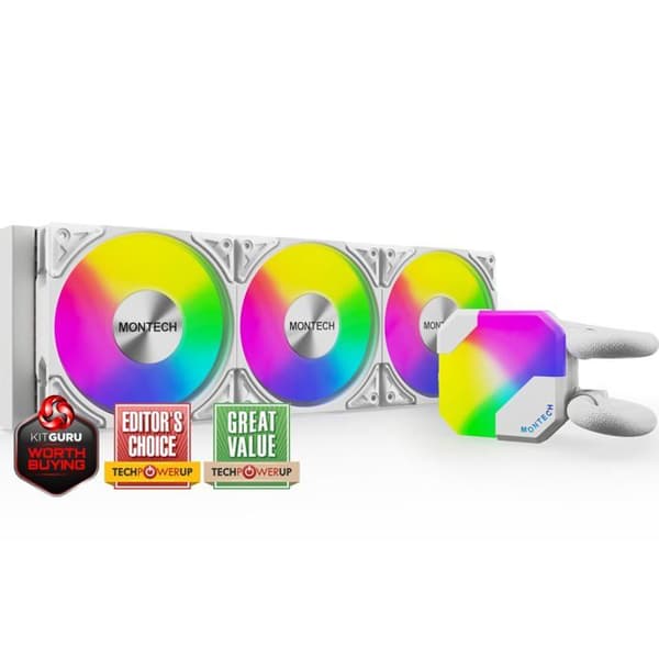 Vattencooling AIO - MONTECH - HyperFlow RGB - 360mm - Vit - Kompatibel AM4