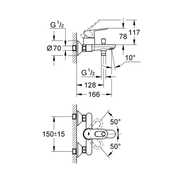 BAULOOP ettgrepps bad-duschblandare - GROHE - 23341-000