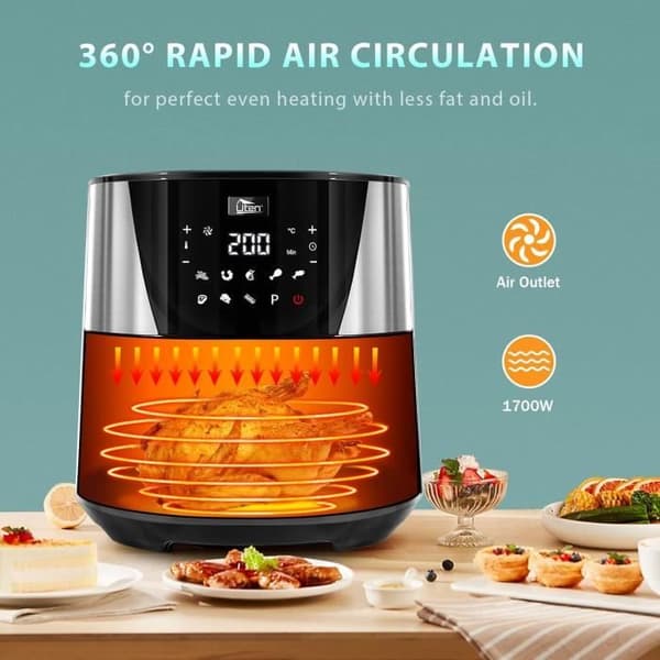 UTEN Luftfritös 7,5 L 1700 W Grå - Multifunktionell Luftfritös