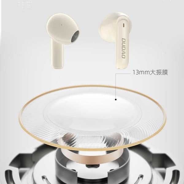 Trådlösa hörlurar Dudao U18Pro Bluetooth 5.3 TWS, beige