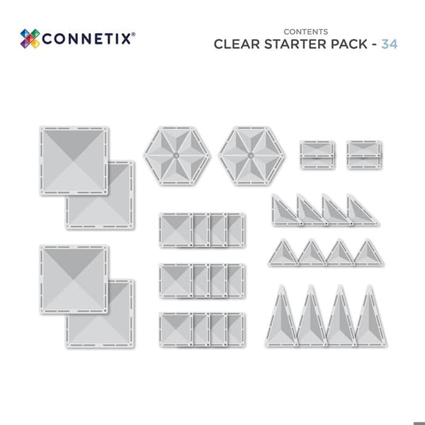 CONNETIX Konstruktions Magnetiska Plattor Klara Startpaket, 34 Delar