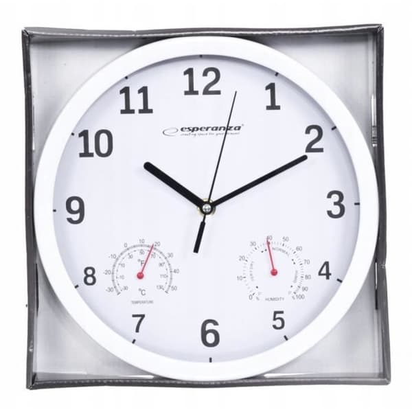 Väggklocka - Esperanza - LYON - Vit - 30 cm - Tyst kvartsverksamhet